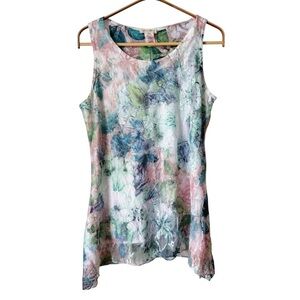 Brittany Black Fairycore Floral Tank Top